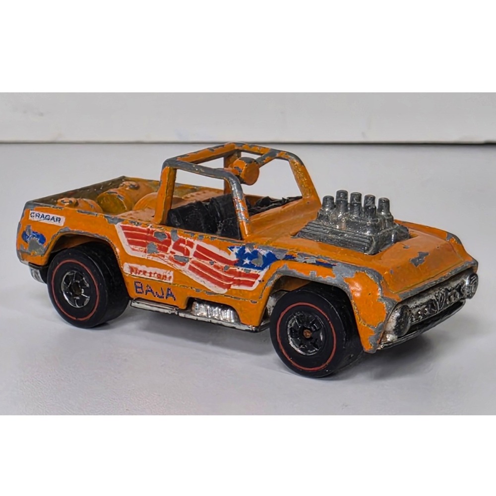 Hot Wheels Baja Bruiser 1973 Redline Orange Diecast Truck Hong Kong 25 Ford